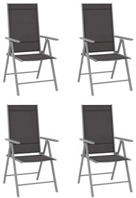 312182 vidaXL Καρέκλες Κήπου Πτυσσόμενες 4 τεμ. Μαύρες από Textilene Μαύρο, 1 Τεμάχιο