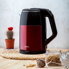 Ηλεκτρικός βραστήρας Rosberg R51230S, 1500W, 1,8L, Inox, Αυτόματη απενεργοποίηση, Κόκκινο/Μαύρο