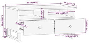 Τραπεζάκι Σαλονιού Καφέ/Μαύρο 80 x 54 x 40εκ. Μασίφ Ξύλο Μάνγκο - Καφέ