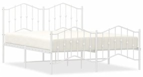 Πλαίσιο Κρεβατιού με Κεφαλάρι/Ποδαρικό Λευκό 135x190εκ. Μέταλλο - Λευκό