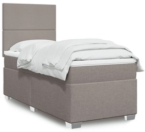 vidaXL Κρεβάτι Boxspring με Στρώμα Taupe 90x190 εκ.Υφασμάτινο