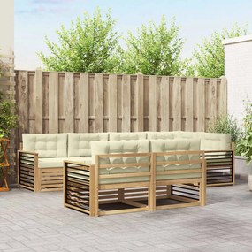 vidaXL Σειρά Καναπέ Εξωτερικού 7 pcs Λευκό και Κρεμ Πολυεστέρας