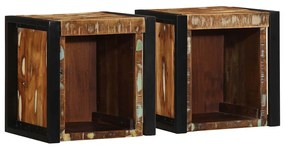 Κομοδίνα 2 τεμάχια Πολύχρωμο 40x35x40cm Ξύλο μασίφ αναγεννημένο