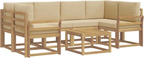 vidaXL Σειρά Καναπέ Εξωτερικού με μαξιλάρι 7 pcs Λευκό και Μπεζ