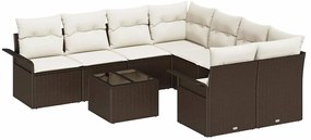 vidaXL Σετ Καναπέ Κήπου 9 pcs Καφέ Πολυ ράταν