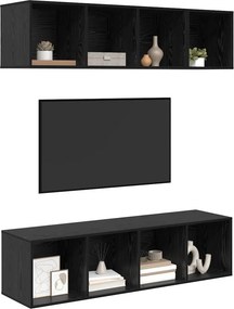 vidaXL Σετ επίπλου τηλεόρασης 3 pcs Μαύρη Οξυά Επεξεργασμένο ξύλο