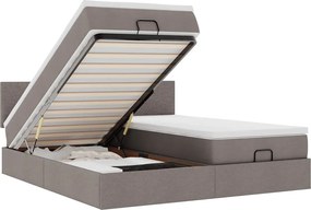 vidaXL Οθωμανικό κρεβάτι με στρώματα Taupe 200x200cm ύφασμα