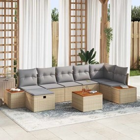 vidaXL Σετ Καναπέ Κήπου 8 pcs Μπεζ 55 x 62 x 69 εκ Πολυ ράταν