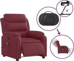 vidaXL Πολυθρόνα Μασάζ Ηλεκτρική Ανακλινόμενη Μπορντό Υφασμάτινη