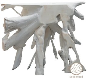 Κονσόλα Lyle χειροποίητη μασίφ ξύλο λευκό 100x38x80εκ