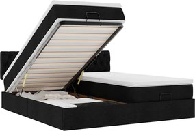 vidaXL Οθωμανικό κρεβάτι με στρώματα Μαύρο 180x200cm Ύφασμα