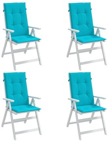 vidaXL Μαξιλάρια Καρέκλας με Ψηλή Πλάτη 4 τεμ. Τιρκουάζ Υφασμάτινα
