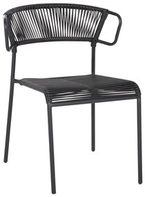 CHAIR SUKI  METAL AND SYNTHETIC RATTAN IN BLACK COLOR 54x62x80Hcm.