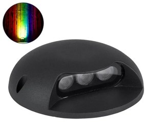 Επίτοιχο Σποτ Φωτιστικό Τοίχου LED 6W IP65 RGB-Μαύρο STEP-LUNA 90618 Globostar-90618-Μαύρο 90618