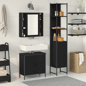 vidaXL Ντουλάπα Νιπτήρα Μπάνιου  Μαύρο Δρυ 60x30x60 εκ. Επεξεργασμένο Ξύλο