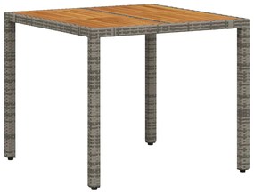 vidaXL Σέτ φαγητού για κήπο 3 pcs Γκρι 90 x 90 x 75 cm συνθετικό ρατάν