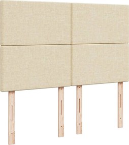 vidaXL Κρεβάτι Boxspring με Στρώμα Κρεμ 140x190 εκ. Υφασμάτινο