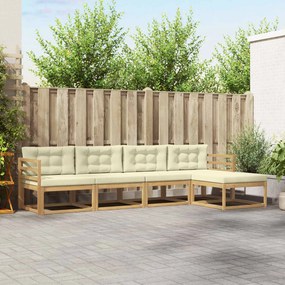 vidaXL Σειρά Καναπέ Εξωτερικού 4 pcs Λευκό και Κρεμ Πολυεστέρας
