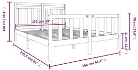 ΠΛΑΙΣΙΟ ΚΡΕΒΑΤΙΟΥ ΓΚΡΙ 150X200 ΕΚ. ΑΠΟ ΜΑΣΙΦ ΞΥΛΟ 5FT KING SIZE 3100965