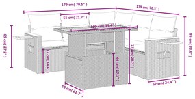 vidaXL Σετ Καναπέ Κήπου 6 τεμ. Μπεζ Συνθετικό Ρατάν με Μαξιλάρια