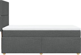 vidaXL Κρεβάτι Boxspring με Στρώμα Σκούρο Γκρι 90x200 εκ. Υφασμάτινο