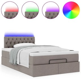 Οθωμανικό κρεβάτι με στρώμα &amp; LEDs Taupe 120x190cm ύφασμα - Μπεζ-Γκρι