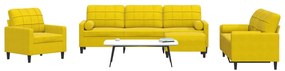 vidaXL Σετ Σαλονιού 4 Τεμ. Κίτρινο Βελούδινο με Μαξιλάρια/Στηρίγματα
