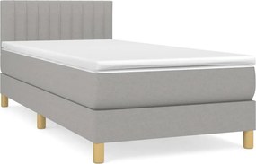 vidaXL Κρεβάτι Boxspring με Στρώμα Ανοιχτό Γκρι 100x200 εκ. Υφασμάτινο