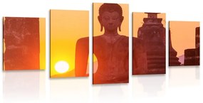 Εικόνα 5 μερών άγαλμα του Βούδα στη μέση των λίθων - 100x50