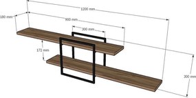 Ράφι Τοίχου Πεύκο Atlantic MONE 120x18x30