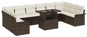 vidaXL Σετ Καναπέ Κήπου με μαξιλάρι 11 pcs Καφέ Πολυ ράταν