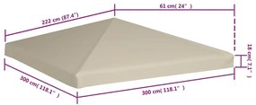 vidaXL Κάλυμμα για Κιόσκι Μπεζ 3 x 3 μ. 310 γρ./μ²