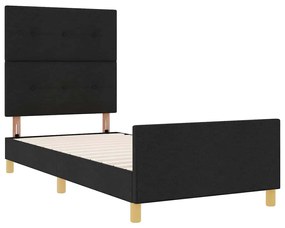 vidaXL Σκελετός Κρεβατιού με κεφαλάρι Μαύρο 100 x 200 cm ύφασμα