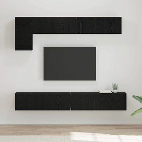 vidaXL Σετ επίπλου τηλεόρασης με ράφι με αποθήκευση με πόρτα 5 pcs Μαύρη Οξυά