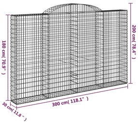 vidaXL Συρματοκιβώτια Τοξωτά 3 τεμ. 300x30x180/200 εκ. Γαλβαν. Ατσάλι