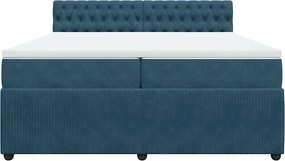 vidaXL Κρεβάτι Boxspring με Στρώμα Μπλε 200x200 εκ. Βελούδινο