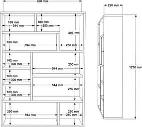 Βιβλιοθήκη Decora pakoworld σε φυσική-ανθρακί απόχρωση 90x22x123.6εκ