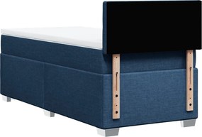 vidaXL Κρεβάτι Boxspring με Στρώμα Μπλε 90x190 εκ.Υφασμάτινο