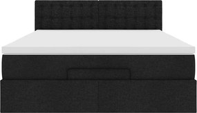 vidaXL Οθωμανικό κρεβάτι με στρώμα Μαύρο 140x200cm Ύφασμα