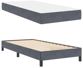 vidaXL Κρεβάτι box spring με στρώμα Σκούρο Γκρι 90 x 200 cm Βελούδο