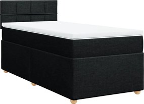 vidaXL Κρεβάτι Boxspring με Στρώμα Μαύρο Single Υφασμάτινα