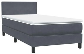 Κρεβάτι Boxspring με Στρώμα Σκούρο Γκρι 100x210 εκ. Βελούδινο - Γκρι