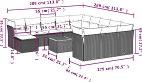 vidaXL Σετ Καναπέ Κήπου 13τεμ Μπεζ Συνθ. Ρατάν με Μαξιλάρια