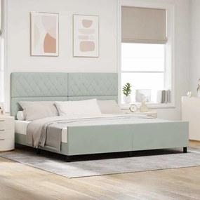 vidaXL Σκελετός Κρεβατιού Ανοιχτό γκρι 200 x 200 cm Βελούδο