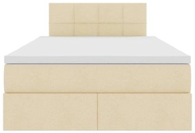 vidaXL LED Κρεβάτι αποθήκευσης με στρώμα Κρέμ 120 x 200 cm Ύφασμα
