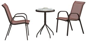 vidaXL Σετ Μπιστρό Κήπου 3 pcs Καφέ Ατσάλι