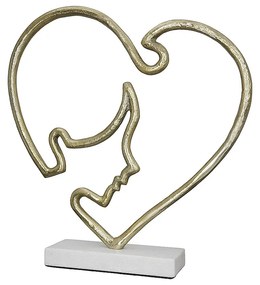 Διακοσμητικό ArteLibre Καρδιά Με Πρόσωπο Σε Βάση Χρυσό/Λευκό Αλουμίνιο/Μάρμαρο 7.5x39x40cm
