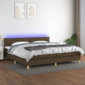 ΚΡΕΒΑΤΙ BOXSPRING ΜΕ ΣΤΡΩΜΑ &amp; LED ΣΚ.ΚΑΦΕ 200X200 ΕΚ ΥΦΑΣΜΑΤΙΝΟ 3133824