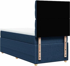 vidaXL Κρεβάτι Boxspring με Στρώμα Μπλε 90x200 εκ.Υφασμάτινο