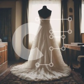 Σετ των 2 Intra Συλλεκτικό Ξύλινο Παζλ Plywood 4mm - Νυφικό που εμφανίζεται μπροστά από ένα παράθυρο Σε Ξύλινο Κουτί - Διαστάσεις: 10x10 cm – 25 κομμάτια